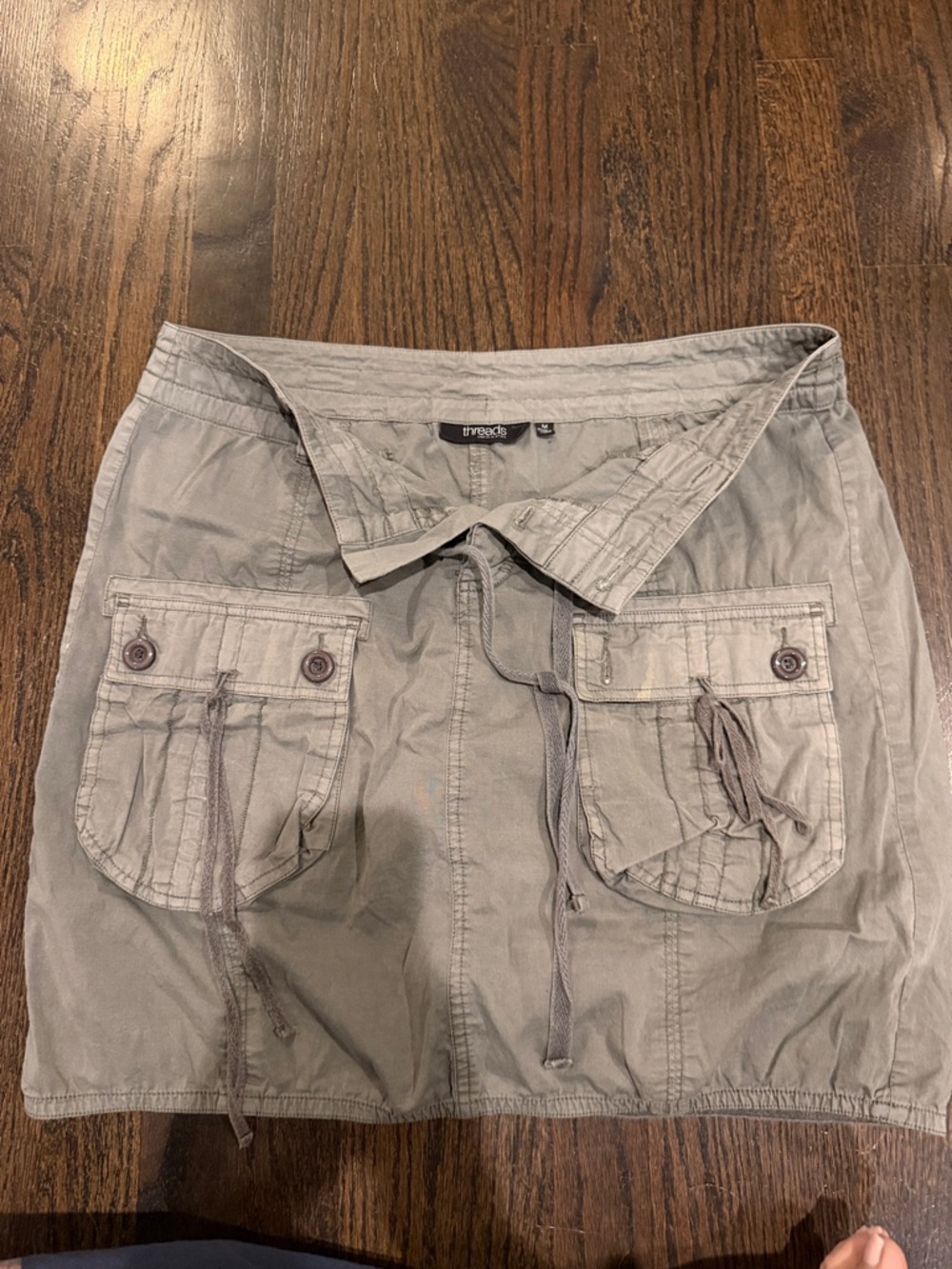 Threads Like New Olive Green Cargo Pocket Mini Skirt